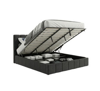 Theano Queen Charcoal Boucle Gas Lift Bed Frame