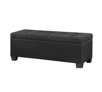 Thessalyn Black Linen Rectangle Storage Ottoman