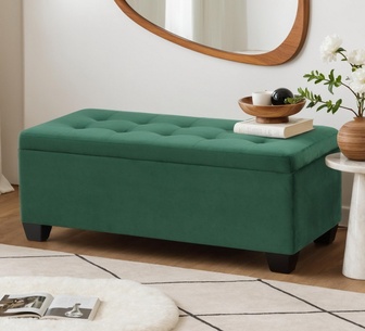 Thessalyn Charcoal Velvet Rectangle Storage Ottoman