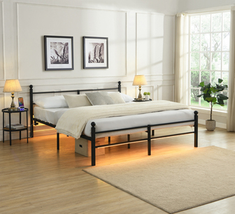 Tinny LED King Bed Black