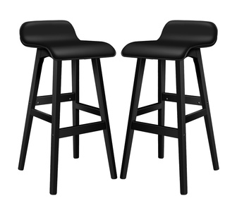Set of 2 Tobias PU Black Bar Stools