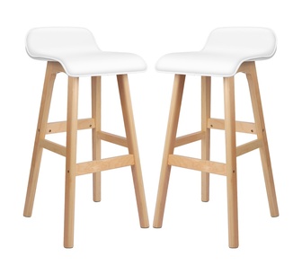 Set of 2 Tobias PU White Bar Stools