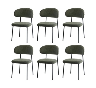 Set of 6 Trevor Green Linen Dining Chair Set