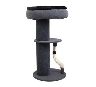 Trexie Dark Grey Cat Tree Scratching Tower with Snuggle Bed