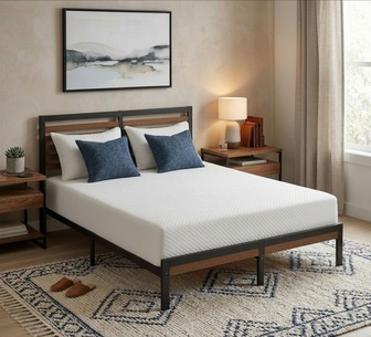 Trix Black Bed Frame & Mira Double Mattress Package