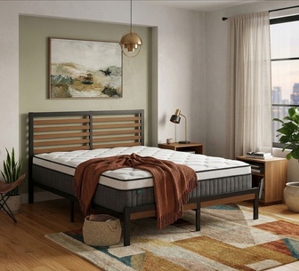 Trix Black Bed Frame & Arla Queen Mattress Package