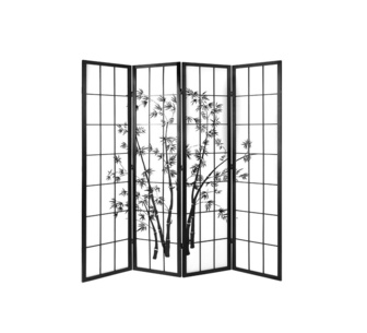 Tuazon 4 Panel Black Room Divider