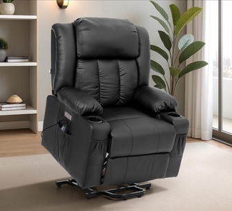 Unisan Black Electric Massage Recliner with Charging Ports