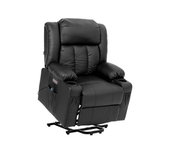 Unisan Black Electric Massage Recliner with Charging Ports