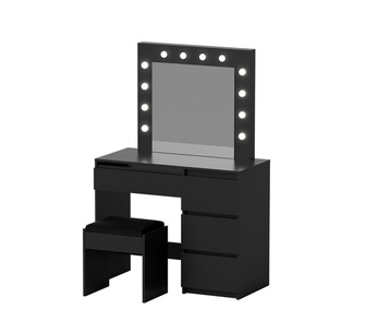Vaila Black Dressing Table Set with LED