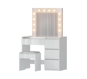 Vaila White Dressing Table Set with LED
