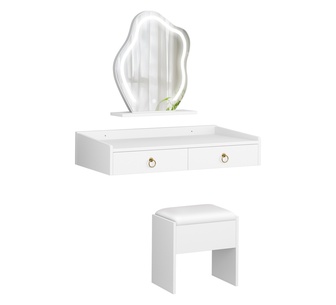 Vanora White Floating Dressing Table Set with LED