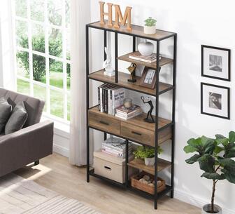 Veda Rustic Brown 6 Tier Bookshelf