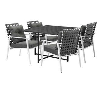 Veda 4 Seater Outdoor Dining Set Black Top