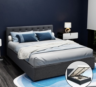 Venzon Queen Charcoal Gas Lift Bed Frame
