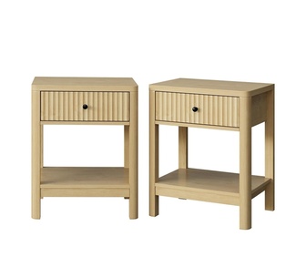 Set of 2 Venosa 1 Drawer Natural Bedside Table