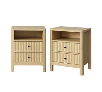 Set of 2Venosa 2 Drawer Natural Bedside Table