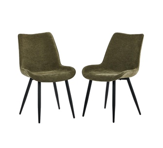 Set of 2 Verdan Linen Green Brown Dining