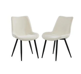 Set of 2 Verdan Linen White Brown Dining
