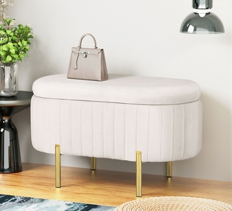 Vespera White Rectangle Storage Ottoman