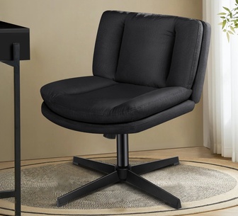 Malevy Black Fabric Armless Office Chair