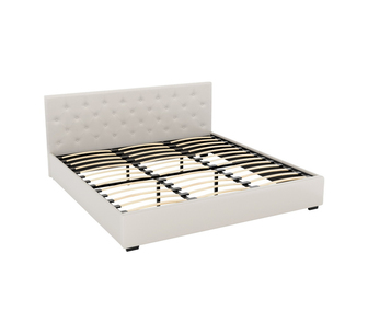 Vikoy King Beige Gas Lift Bed Frame