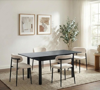 Vonna 4 Seater Black Extendable Dining Table Set