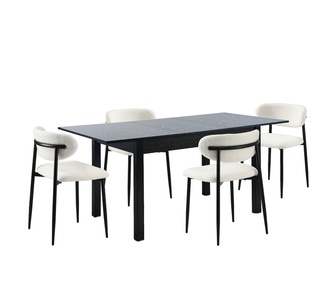 Vonna 4 Seater Black Extendable Dining Table Set