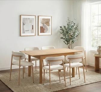 Vonna 6 Seater Natural Extendable Dining Table Set
