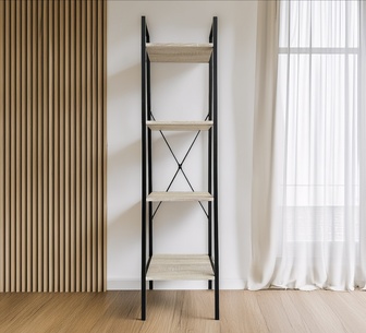 Wallice 4-Tier Oak Bookshelf