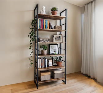 Wallice 6-Tier Natural Bookshelf