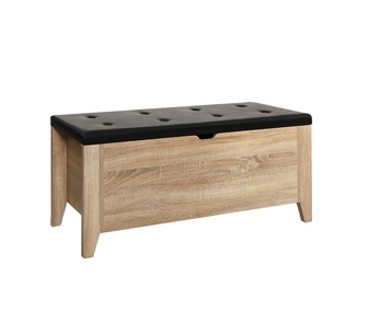 Ewald Oak and Black Rectangular Ottoman