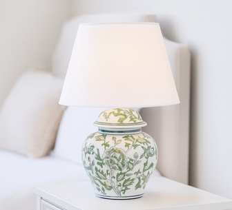 Wardo White and Green Ceramic Table Lamp