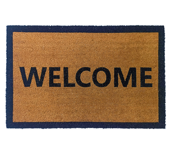Welcome Border PVC Backed Coir Doormat 40X60cm Black