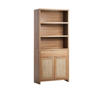 Wenzy 2 Door 5 Shelf Natural Adjustable Bookshelf