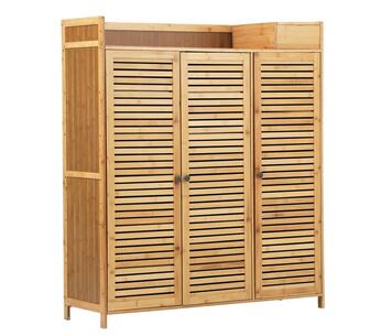 Wentworth Shoe Storage Cabinet 3 Doors Natural