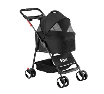 Wibbie 84x48x99cm 4 Wheels Black Pet Stroller Travel Carrier
