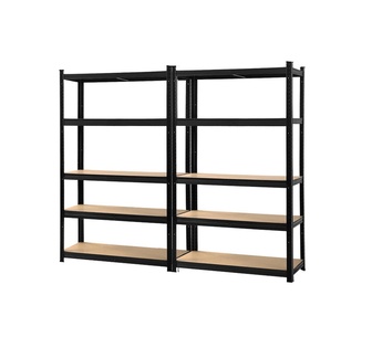 Set of 2 Wiley 0.9x0.4x1.8m Black Storage Shelf