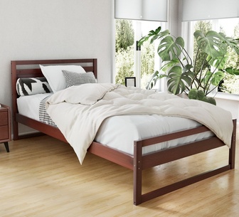 Wilbert King Single Walnut Wooden Bed Frame