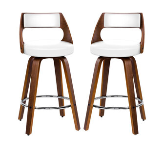 Set of 2 Wilhelmina White Swivel Bar Stools