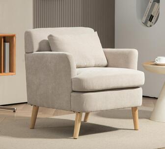 Wilmie Mid Century Upholstered Accent Sofa Beige