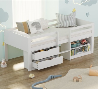 Winkie Single White Bed Frame with Multifunctional Storage