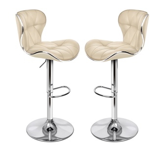 Set of 2 Winifred PU Beige Gas Lift Bar Stools