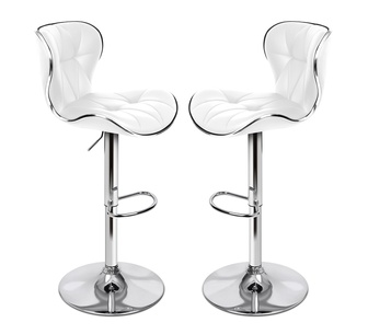 Set of 2 Winifred PU White Gas Lift Bar Stools