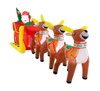 Berryflatable Christmas 12ft LED Inflatable Santa Sleigh