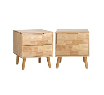 Set of 2 Xylo 2 Drawer Natural Bedside Table