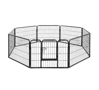 Yabi 24 8 Panel Black Pet Fence Playpen
