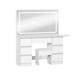 Yasha 7 Drawers White Dressing Table Set w/ LED