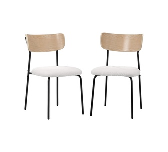 Set of 2 Ynah White Sherpa Dining Chairs