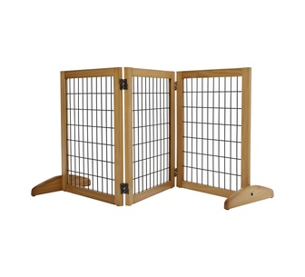 Yoren 3 Panel Natural Pine Wood Pet Gate